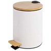 Besk DIANA Pedalinis kibiras 5L baltas, su bambukiniu dangteliu, soft close