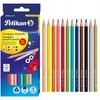 Pelikan 12 spalvų pieštukai su metaliniais sidabro ir aukso atspalviais