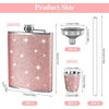 PILTUVAS 240 ml ROŽINIS GLITTER NERŪDIJANČIO PLIENO NEDARUS RINKINYS SU PILTUVU