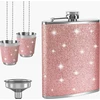 PILTUVAS 240 ml ROŽINIS GLITTER NERŪDIJANČIO PLIENO NEDARUS RINKINYS SU PILTUVU