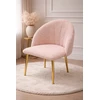 Pink BOUCLE "LAMB" MINŠTA KĖDĖ Rožinis GOLD LEGS GLAMOUR TEDDY stiliaus