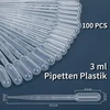 PIPETĖ 100 Vnt. 3ml PLASTIKINIS VIENkartinis LABORATORIJOS SOFT FLEXIBLE