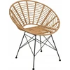 Planeta Design Apvali rotango kėdė Elegantiška, originali natūralios spalvos rotango kėdė, juodos spalvos metalinės kojos, modernus dizainas