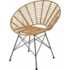 Planeta Design Apvali rotango kėdė Elegantiška, originali natūralios spalvos rotango kėdė, juodos spalvos metalinės kojos, modernus dizainas