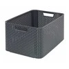 Plastikinis krepšys CURVER RATTAN STYLE, L, tam. pilkos sp., 44 x 33 x 23 cm, 30 l