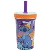 Stor „Disney Stitch“ – saugus, vandeniui atsparus puodelis su silikoniniu šiaudeliu iš „Aloha“ kolekcijos, 370 ml