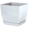 Dekoratyvinis gėlių vazonas su padėklu Coubi Square P 15.5x15.5x14.2cm plastikinis/baltas