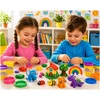 Plastilinas lipni masė makaronų gaminimo mašinėlė sensorinis žaislas rinkinys vaikams 24 elementai click4toys