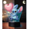 Plexido 3D „Lilo“ ir „Stitch“ LED lempos širdies balionas su vardu, skirta dovanai merginai