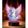 Plexido Lampka LED 3D Vienaragis Unicorn su Imieniem Dla Dziewczynki Prezent