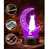 Plexido Lampka Nocna LED 3D Kot na Księżycu Grawer Imię