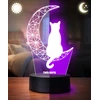 Plexido Lampka Nocna LED 3D Kot na Księżycu Grawer Imię