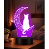Plexido Lampka Nocna LED 3D Kot na Księżycu Grawer Imię