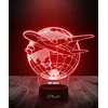 Plexido Lampka Nocna LED 3D Samolot Pasażerski Globus imię