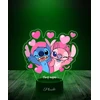 Plexido Naktinė lempa Pasaka Lilo ir Stitch Angel Heart 3D LED dovana mergaitėms
