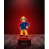 Plexido Personalizuota 3d Led Naktinė Lempa "gaisrininkas Sam" su Vardiniu Graviravimu