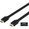 Plokščias High Speed HDMI kabelis DELTACO su Ethernet, 4K UHD, 3m, juodas / HDMI-1030F-K / R00100009