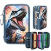 Plus Z Dino World - Trigubas pieštukų dėklas - Mėlynas