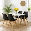 Polomeble Juoda skandinaviška kėdė su pagalve buko kojomis virtuvėje Living Room Deluxe