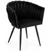 Polomeble Minkšta veliūrinė kėdė juoda pinta fotelis Svetainės valgomasis