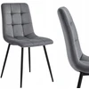 Polomeble Pilka aksominė minkšta kėdė su dygsniuotais kvadratais