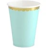 Popierinės stiklinės PartyDeco 220ml/Ø7.4cm/6vnt. mėtų/aukso sp.