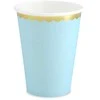 Popierinės stiklinės PartyDeco 220ml/Ø7.4cm/6vnt. žydros/aukso sp.