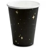 Popierinės stiklinės PartyDeco 260ml/Ø9.2cm/6vnt. juodos/su žvaigžd.
