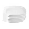 Practic 6 x daugkartinio naudojimo plastikinių turistinių lėkščių rinkinys iškylai, baltas, 26 cm