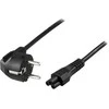 Prietaiso kabelis DELTACO įžemintas, LSZH,2m, kampinis CEE 7/7 į tikrai IEC 60320 C5, max 250V/10A, juodas / DEL-109NA-LSZH