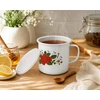 Retro emaliuotas puodas, puodelis su dangteliu, pieno arbatinukas, 0,5l