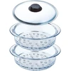 Rinkinys iš 2x garintuvo stiklo sietelio ir 1x 20 cm Pyrex stiklo gaubto