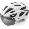 Rockbros Tt-16 dviračio šalmas, baltas, 58-65cm, su nuimamu vizieriu