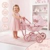 ROŽINĖ LĖLĖS VEIKLĖ LĖLĖS DEEP GONDOLLA KREPŠELIS SULANKSTAMAS KINDERPLAY