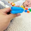 Sensorinis šiaudinis dantukas kūdikiams: Minkštas, dantenų masažas MĖLYNAS