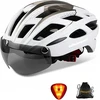 Shinmax HT-19 dviračio šalmas, M/L, balta, juoda, galinis žibintas, objektyvas, magnetas