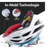 Shinmax HT-19 dviračio šalmas, M/L, balta, juoda, galinis žibintas, objektyvas, magnetas