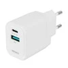USB sieninis įkroviklis DELTACO, 1x USB-A 18 W, 1x USB-C PD 20 W, baltas/ USBC-AC154 / 1903153