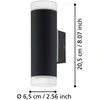 Sieninis lauko šviestuvas EGLO RIGA, IP54, GU10, 2x4,6W, 4000K, 2x400lm, juodas 7x12x22cm