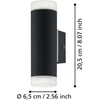 Sieninis lauko šviestuvas EGLO RIGA, IP54, GU10, 2x4,6W, 4000K, 2x400lm, juodas 7x12x22cm