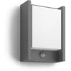 Sieninis LED lauko šviestuvas PHILIPS ARBOUR, IP44, 4000K, 6W, 600lm, judesio daviklis, 22,1x16,6 cm
