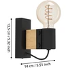 Sieninis šviestuvas EGLO Bailrigg, 1 x E27, 40W, juodos/ medžio sp., 5,5 x 14 x 13,5 cm