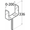 Sijų atrama PSRU, 60 - 200 x 136 x 4 mm, pritaikoma, juodos sp.