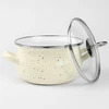 Mondex Silesia Emalia Emaliuotas puodas Helena 1,9l, 16cm, kremas su marmuru, indukcijai