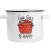 Silesia Emalia Emaliuotas tradicinis puodas 4,5l "be Happy" - baltas, visoms viryklėms