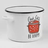 Silesia Emalia Emaliuotas tradicinis puodas 4,5l "be Happy" - baltas, visoms viryklėms