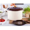 Silesia Emalio puodas su dangteliu 13,6 l skersmuo 30 cm aukštis 20 cm kreminis/tamsus centras 7686