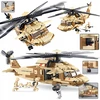 Sluban Plytos Sikorsky UH-60 Juodas Hawk Helicopter 439 vnt. + 4 ARMY figūrėlės