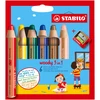 Spalvoti pieštukai Stabilo Woody 6 spalvos + drožtukas