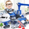 Stator Didelis policijos lėktuvas su garažu, automobiliais ir garso efektais